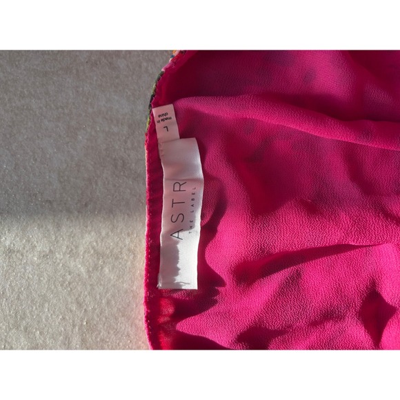 ASTR Top Women Large Pink Floral Puff Sleeve Corset Cropped Boho Coquette Preppy - Picture 3 of 4